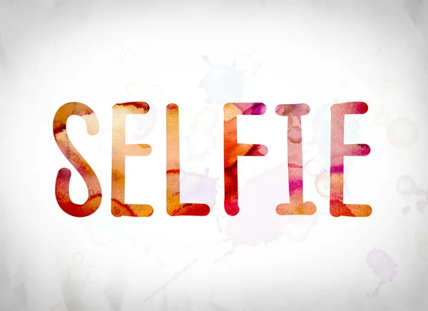 Selfie Concept aquarel WordArt — Stockfoto