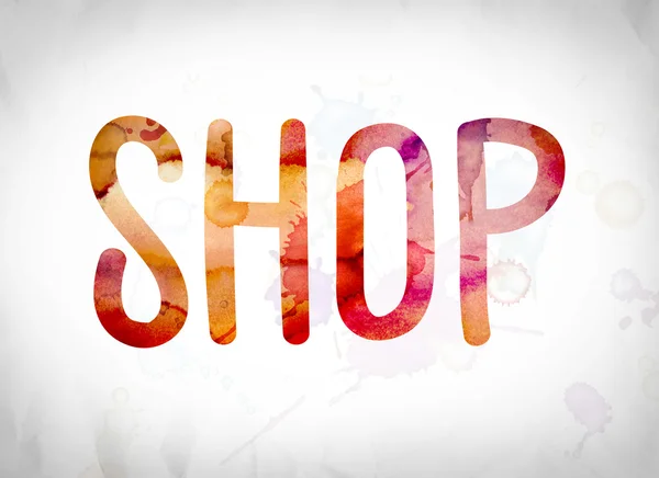 Shop Concept aquarel WordArt — Stockfoto