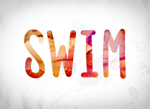 Swim Concept Watercolor Word Art — Stock Photo, Image