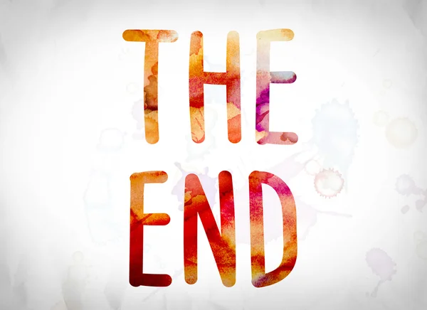 The End Concept Watercolor Word Art — Stock Photo, Image