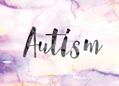 Word Art otizm renkli sulu boya ve mürekkep