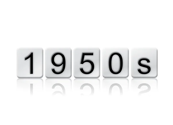 Koncepcja w 1950 roku na białym tle kafelkami liter i motyw — Zdjęcie stockowe