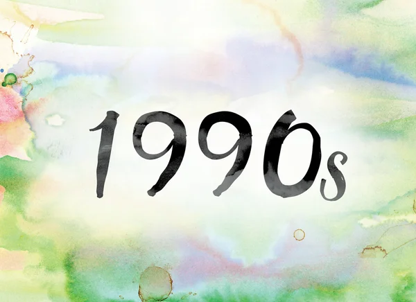 1990s Colorful Watercolor and Ink Word Art — Stock Photo, Image