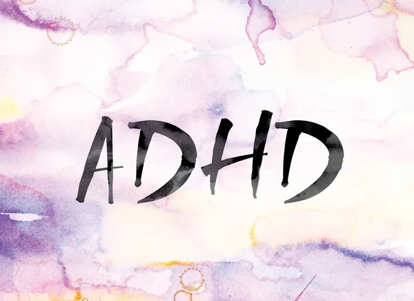 ADHD kolorowe akwareli i tuszu WordArt — Zdjęcie stockowe