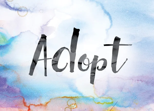 Adopt Colorful Watercolor and Ink Word Art — Stock fotografie