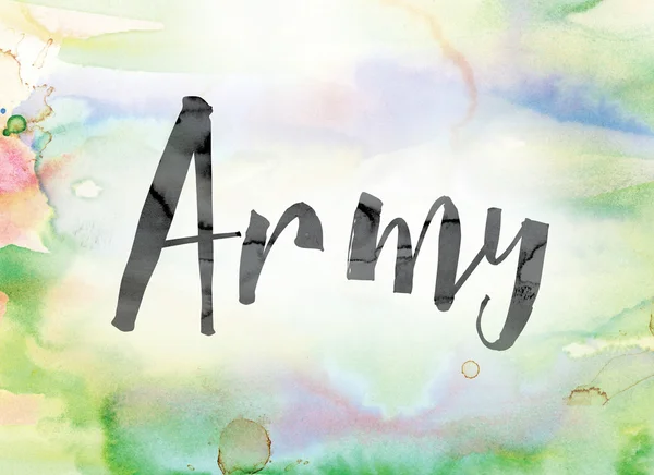 Army Colorful Watercolor and Ink Word Art — ストック写真