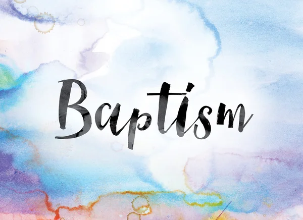 Battesimo colorato acquerello e inchiostro Word Art — Foto Stock