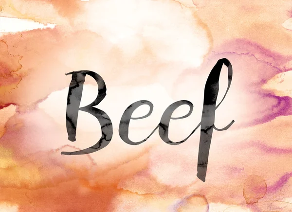 Beef Colorful Watercolor and Ink Word Art — Stock fotografie