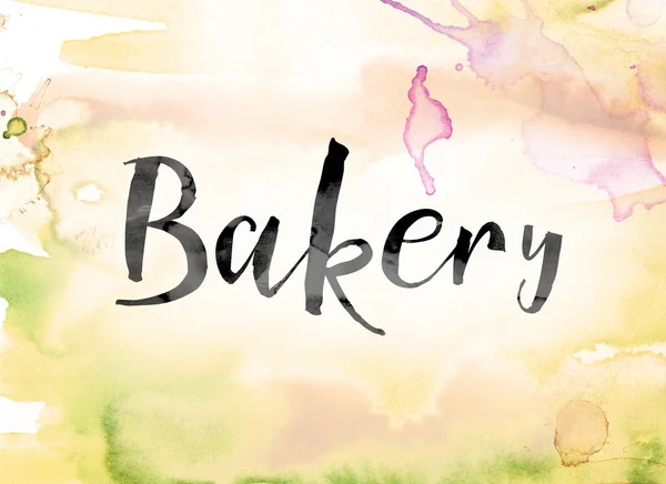 Panadería colorida acuarela y tinta Word Art — Foto de Stock