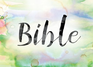 Word Art İncil renkli sulu boya ve mürekkep