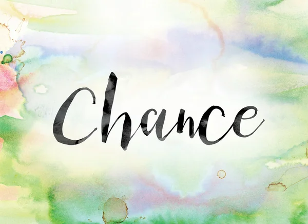 Chance Colorful Watercolor and Ink Word Art — Stock Photo, Image