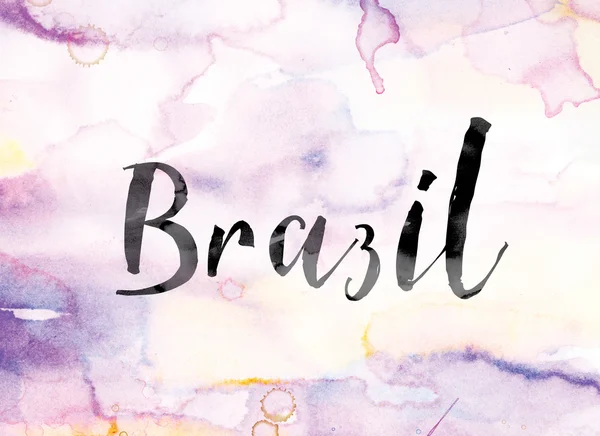 Kleurrijke aquarel van Brazilië en inkt Word Art — Stockfoto