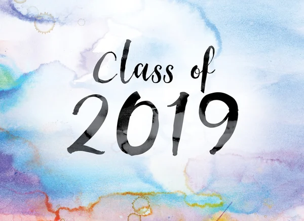 Class of 2019 Colorful Watercolor and Ink Word Art — Stock fotografie