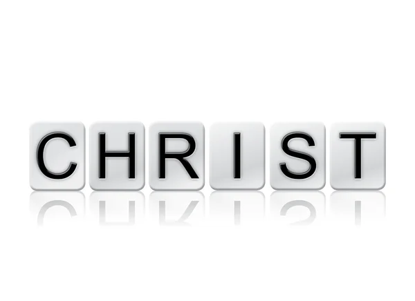 Chrystus na białym tle kafelkami litery pojęcia i tematu — Zdjęcie stockowe