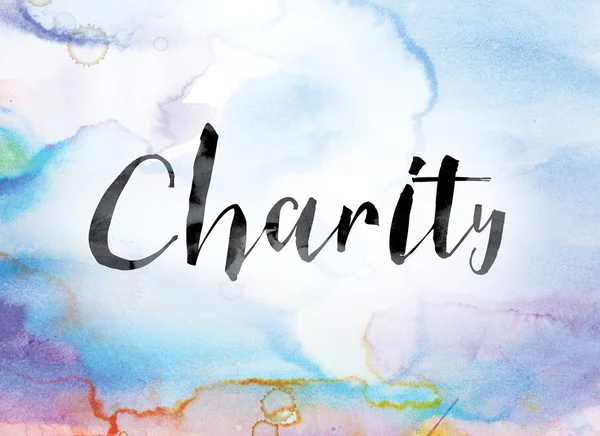 Charity Colorful Watercolor and Ink Word Art — Φωτογραφία Αρχείου