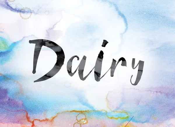 Dairy Colorful Watercolor and Ink Word Art — Stock fotografie