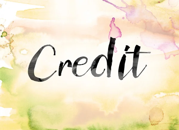 Credit Colorful Watercolor and Ink Word Art — Stock Photo, Image