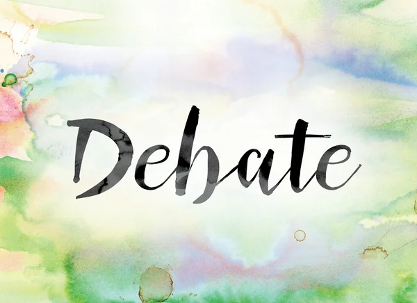 Debate Colorful Watercolor and Ink Word Art — Stockfoto
