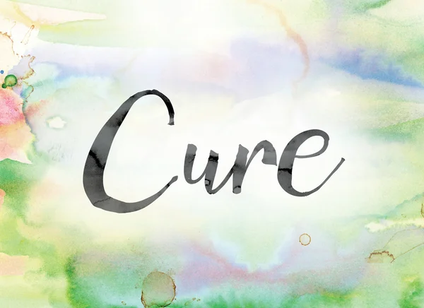 Cure Colorful Watercolor and Ink Word Art — Stock Photo, Image