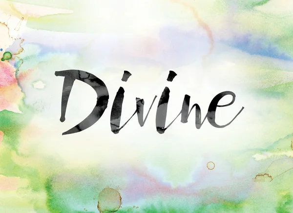 Divine Colorful Watercolor and Ink Word Art — Stockfoto