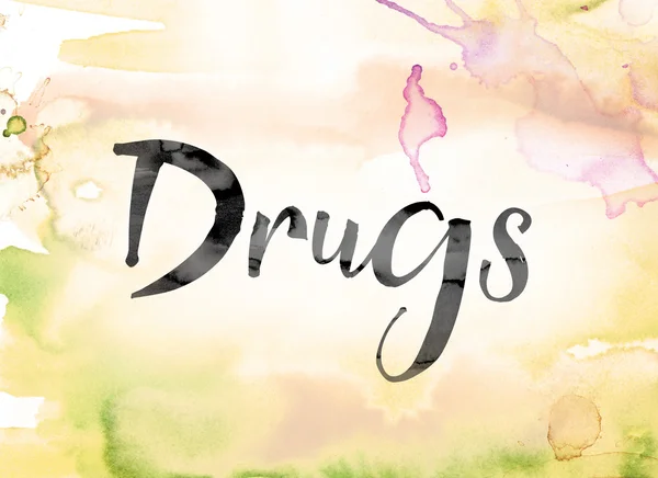 Drugs Colorful Watercolor and Ink Word Art — Stock fotografie