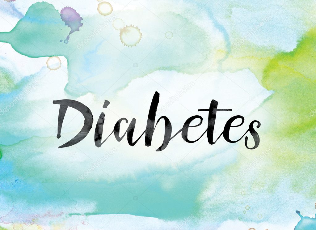 Diabetes Colorful Watercolor and Ink Word Art