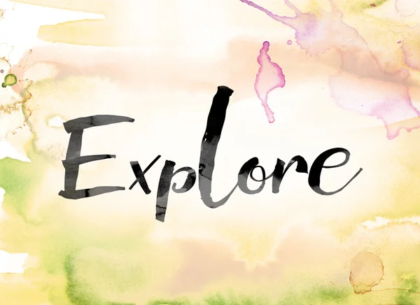 Explore Colorful Watercolor and Ink Word Art — Stockfoto