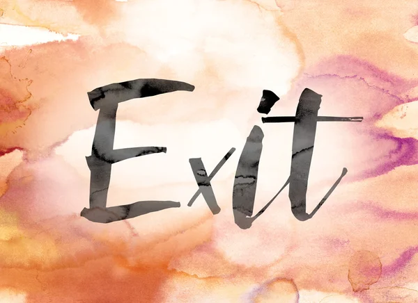 Exit Colorful Watercolor and Ink Word Art — Stock Photo, Image