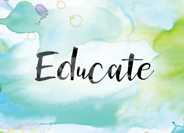 Educate Colorful Watercolor and Ink Word Art — Stock fotografie