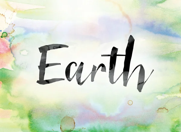 Earth Colorful Watercolor and Ink Word Art