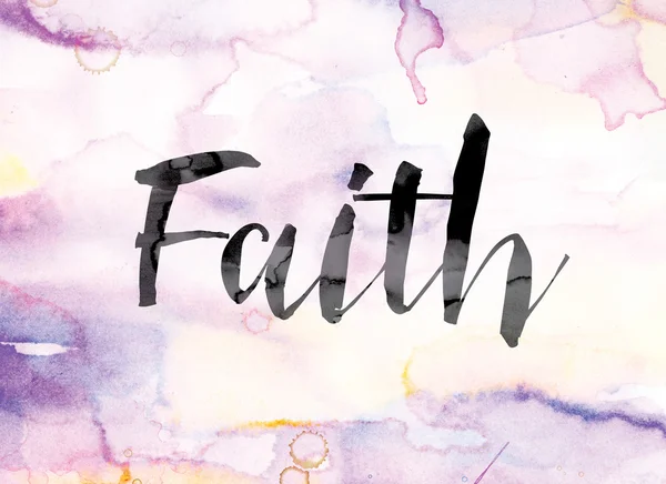 Faith Colorful Watercolor and Ink Word Art — Stockfoto
