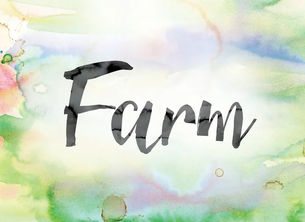 Farm Colorful Watercolor and Ink Word Art — Stock fotografie