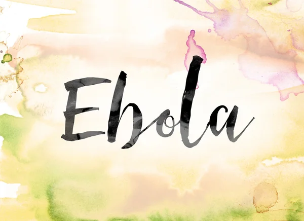 Ebola aquarela colorida e tinta Word Art — Fotografia de Stock