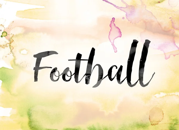 Futebol aquarela colorida e tinta Word Art — Fotografia de Stock