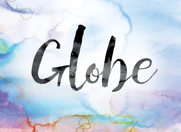 Globe Colorful Watercolor and Ink Word Art — Φωτογραφία Αρχείου