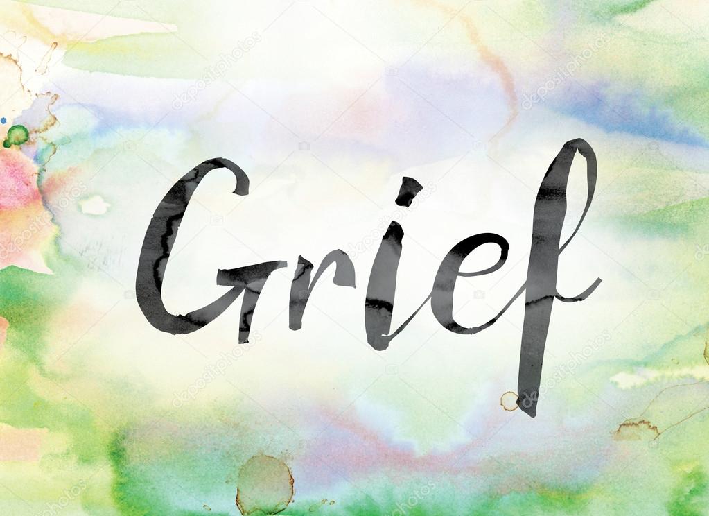 Grief Colorful Watercolor And Ink Word Art Stock Photo By C Enterlinedesign