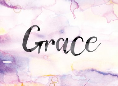 Word Art Grace renkli sulu boya ve mürekkep