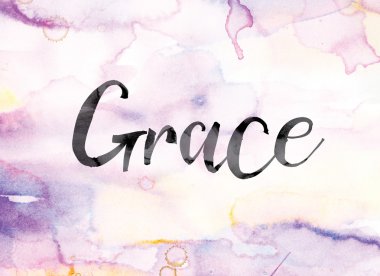 Grace Colorful Watercolor and Ink Word Art clipart