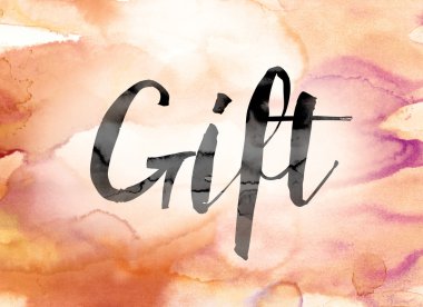Gift Colorful Watercolor and Ink Word Art clipart