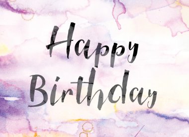 İyi ki doğdun renkli sulu boya ve mürekkep sanat Word