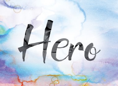 Word Art kahraman renkli sulu boya ve mürekkep