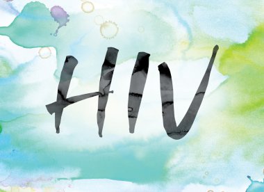 Word Art HIV renkli sulu boya ve mürekkep