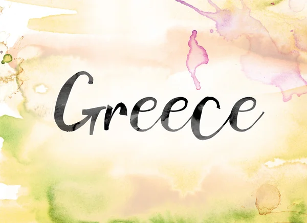 Greece Colorful Watercolor and Ink Word Art — Φωτογραφία Αρχείου