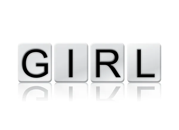 Mädchen isoliert gekachelten Buchstaben Konzept und Thema — Stockfoto