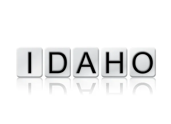 Idaho na białym tle kafelkami litery pojęcia i tematu — Zdjęcie stockowe