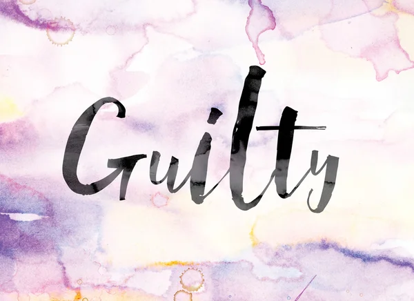 Guilty Colorful Watercolor and Ink Word Art — Stock Photo, Image