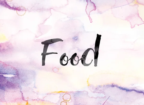 Alimentos aquarela colorida e tinta Word Art — Fotografia de Stock