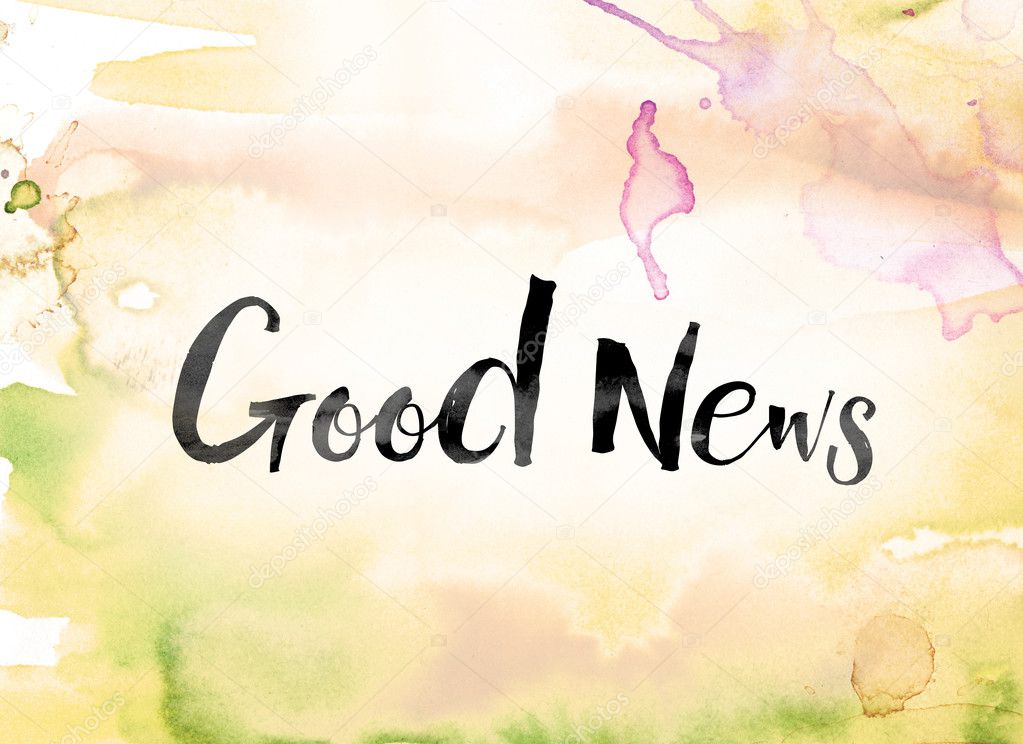 Good News Colorful Watercolor and Ink Word Art