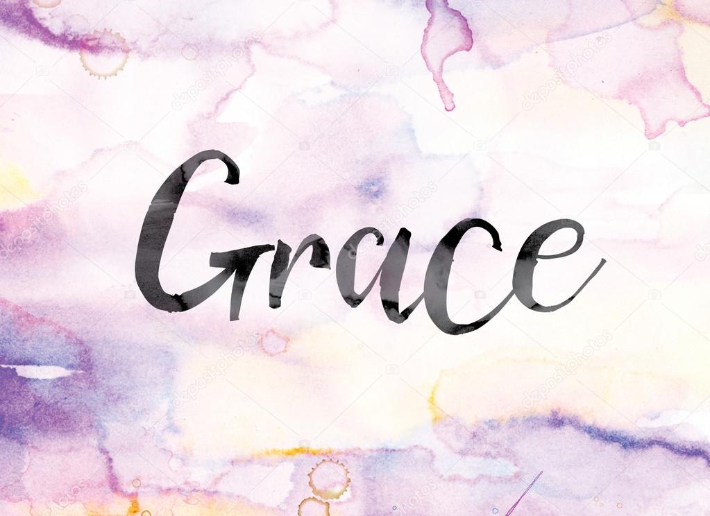 Grace Colorful Watercolor and Ink Word Art