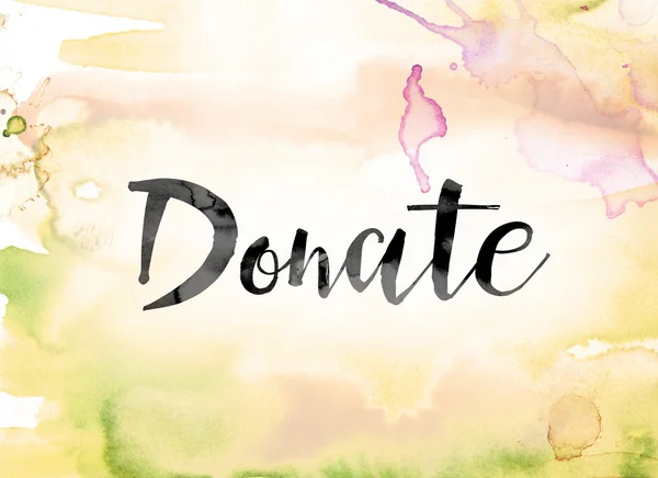 Donate Colorful Watercolor and Ink Word Art — Stock Photo, Image